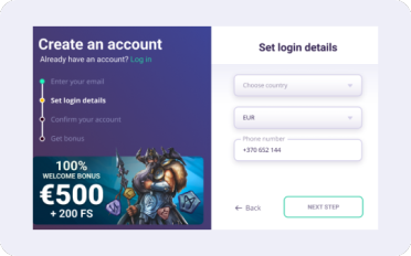 Safecasino Pasos para el registro 4