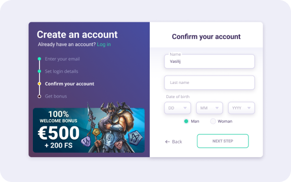 Safecasino Pasos para el registro 3